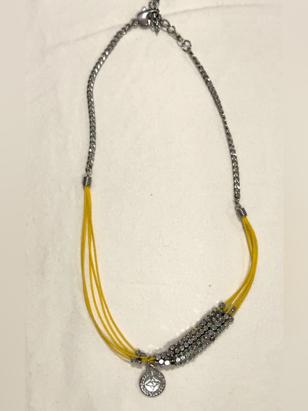 BCBGeneration Yellow Multi-Strand Pendant Necklace with Silver Accents